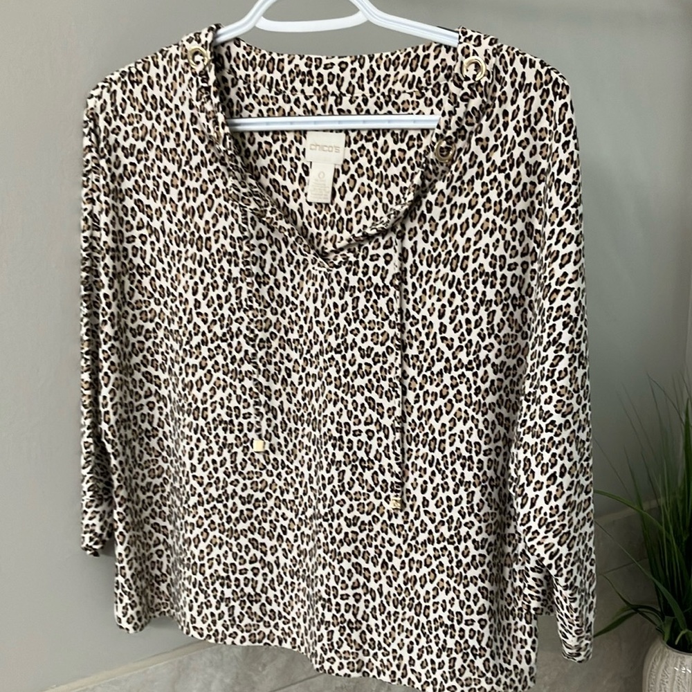 Chicos Animal Print Dolman Sleeve Top